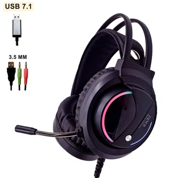 Musik Surround Sound Gaming Headset med Mic Øretelefoner, USB-7.1 &3,5 mm Kabel RGB-Back Light Spil Hovedtelefoner Høj Lyd Quanlity