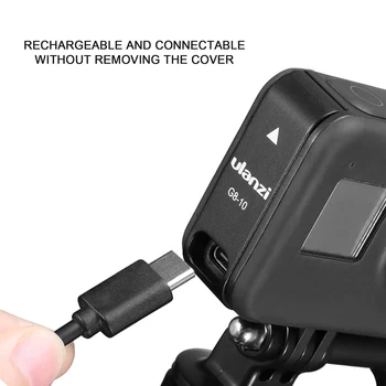 Ulanzi G8-10 Plast Batteri Cover Til GoPro 8 GoPro Hero 8 Sort Batteri Dør Oplader Port Dækkappe Beskyttende Tilbehør