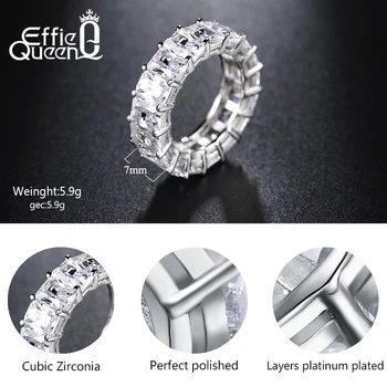 Effie Dronning Elsker Løfte Ring med Cubic Zirconia Krystal Sølv Farve Kvindelige Ringe Bryllup Band Engagement Smykker HOR146