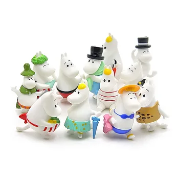 12 stk pvc flodhest Moomin nicknack Miniature for anlægsgartneri tal, boligindretning, Kreative legetøj gave til børn