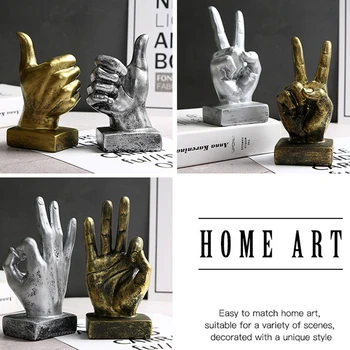 Retro Finger Model Positiv Energi Håndværk Harpiks Ok Gestus Ornament Figur Home Office Dekorative Tilbehør