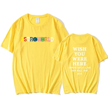 Nye Mode, Hip Hop T-Shirt Mænd Kvinder Travis Scotts ASTROWORLD Harajuku T-Shirts ville ØNSKE, DU VAR HER Brev Print t-Shirts Toppe