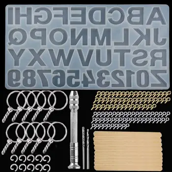 1 Sæt Krystal Epoxy Harpiks Skimmel Alfabet Bogstav Nummer Vedhæng Støbning Silicone Mould DIY Kunsthåndværk, smykkefremstilling Værktøjer