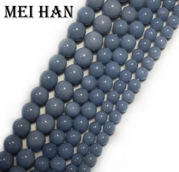 Meihan naturlige 8mm 10mm 12mm Peru blå Angelite glatte runde charm perle sten smykker at gøre design, mode sten DIY armbånd
