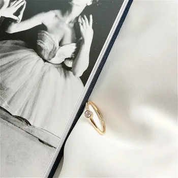 Friblad 925 Sterling Sølv Smykker Åbne Ringe Til Kvinder Cubic zirconia Høj Kvalitet Lady guld Ring Mode Engagement
