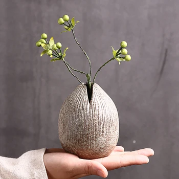 Stentøj zen lille vase kreative håndlavede desktop dekoration keramik flower vase hjem retro vase i Japansk stil vaser