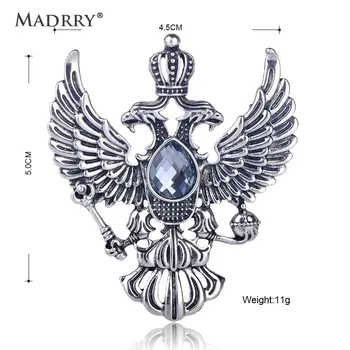 Madrry Vintage Brocher Høj Kvalitet Emblem Form Broche Antik Guld Farve Rhinestone Broche Kvinder Mænd Souvenir Gaver Revers Pin-Kode