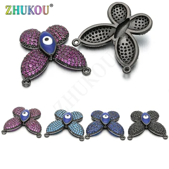 21*21mm Messing Cubic Zirconia Butterfly Charms Vedhæng DIY Smykker, Armbånd, Halskæde Gøre,Hul: 0,8 mm, Model: VD94