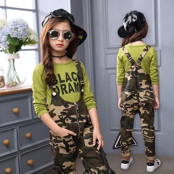 Børn Buksedragt Casual Bukser Foråret Koreanske Version Pige Tøj Camouflage Overalls Til Børn, Teenager Piger Buksedragt 5 -14 År