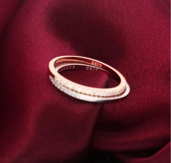 Fine Cirkel 1mm CZ Ring 925 Sterling Sølv Stabelbare Ring for Kvinder Jubilæum Ring Evighed Band Sølv 925 Smykker