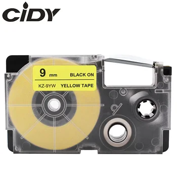 CIDY 50stk XRYW Kompatibel Casio Label Tape til XR-9YW XR 9YW 9mm Sort på Gul Bånd til EZ-Printere KL-60-L KL-120