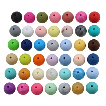 10MM Rund Løs Silikone Perler For Tand-Silikone Halskæde Runde perler Til Baby Bidering BPA Sikker DIY-Løse perler 40 Farver