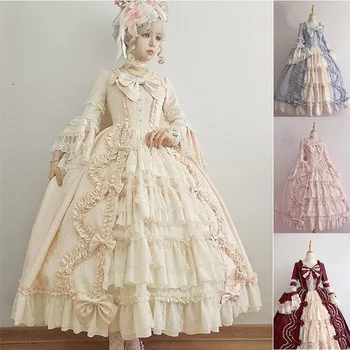4 Farver Med Lange Ærmer, Klassisk Lolita Kjole Sød Sød Flæse Kjole Piger Anime Cosplay Costume Plus Størrelse