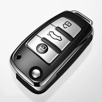 2020 TPU+ABS Bil Folde Nøglen Cover Holder Til Audi A8, A6 C5 A3 Q3 Q7 R8 Auto Fjernbetjening Beskyttende Sag Shell nøglering Tilbehør