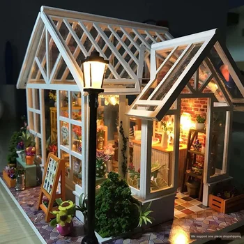 DIY Dukkehus i Træ Huse Miniatures for dukker, dukkehus Møbler Kit dukke huse Legetøj til Børn Gave Sosa Drivhus