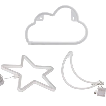 Led Nat Lys Sæt USB-Vandtæt Cloud Lampe Månen Form, Lys Og Stjerne Form Lys Med Batteri Box Cloud Lys