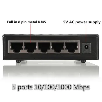 10/100/1000 mbps Netværk Switch 5 Porte Mini Gigabit Switch Ethernet-Switch Netværk Switch, Hub Plast Smart Adapter