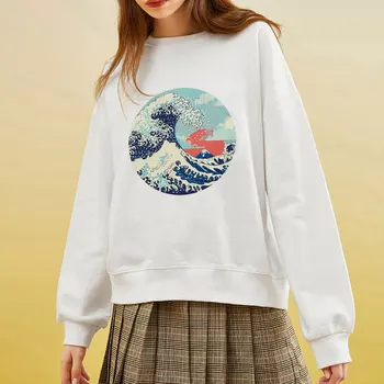 2020 Retrowave Japan Animationsfilm Sweatshirts Og Hættetrøjer Vaporwave Kanagawa Pullover Kvinder Vinteren Harajuku Streetwear Overtøj Fashwave