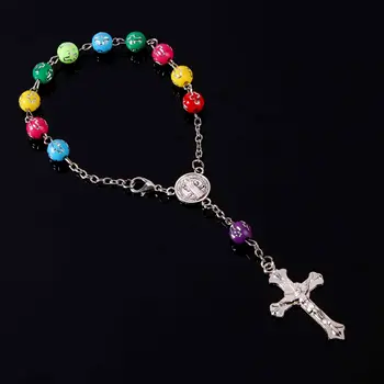 12 stykker / christian jesus armbånd rosenkrans børn nadveren baby dåb gunstige Katolske mini rosenkrans. 8mm