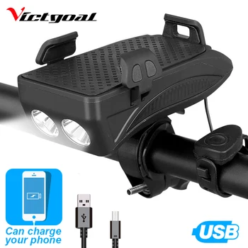 Victgoal Cykel Telefon Holder Justerbar Cykel, Styr Klip Stå GPS-Lys USB-Opladning, Cykling Beslag holder Til Smart Phone