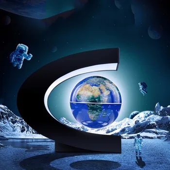 Kreative Anti Gravity Flydende Kloden C-form, Dekoration Magnetisk Levitation Flydende Verden verdenskort med Farverige LED Lys