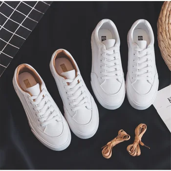 Kvinder Sneaker I Læder Sko Efteråret Ladies Casual Lejligheder Sneakers Kvindelige Nye Mode, Komfort Hvide Platform Vulkaniseret Sko 2020