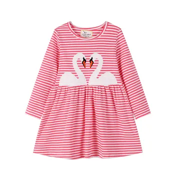 Buksetrold Piger Dress Efteråret Børn Striber Kjoler til Pige Kostume Bomuld Prinsesse Kjole med Rainbow Pynt Baby Pige Tøj