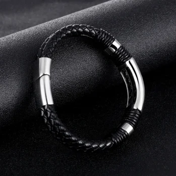 Høj Kvalitet Læder Classic Fashion Glat Læder Armbånd til Mænd Armbånd med Magnetisk Lås Armbånd