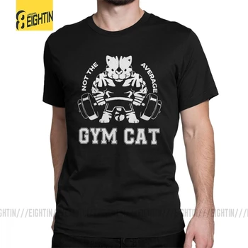 Ikke Den Gennemsnitlige Fitness Cat Body Building Vintage T-Shirts til Mænd Kort Ærme Toppe Plus Size t-Shirts Bomuld Rund Hals T-Shirts