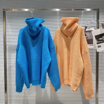 2020 nye vinter strikket Hagesmæk V-hals tyk uld løs Pullover to stykke sweater top