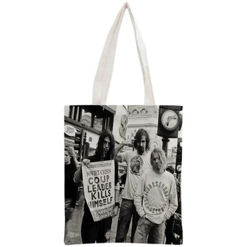 Brugerdefineret Nirvana Tote Taske Genanvendelige Taske Kvinder Skulder Sammenklappelig Canvas Shopping Tasker Tilpasse dit billede