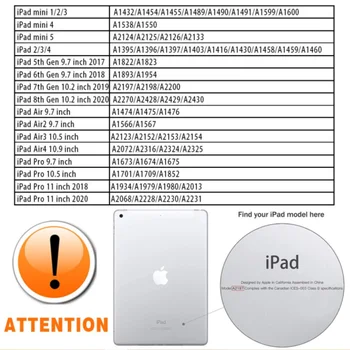 Tablet etui til Apple Ipad-8 2020/ipad Pro 11/Luft 4/1/2/3/Pro/Pro(1st/2nd Gen)/IPad Mini 1/2/3/4/5/iPad 2/3/4/iPad (5/6/7th Gen)