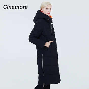 Cinemore 2020 Nye ankommer Kvinders lange puffer pels Kontrast farve Blændende Justerbar hofter kvinder vinteren ned jakker 2051