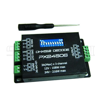 PX24506 DC12V-24V DMX512 3CH Dekoder Driver RGB Forstærker Controller Til 5050 3528 RGB LED Strip Light Lampe