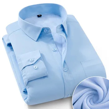 8XL 7XL Overdimensionerede Knap Op-Shirt ensfarvet Casual Slim Fit Skjorte Mænd Fortykkelse Stribet Shirt Longsleeve for herre kjole skjorte
