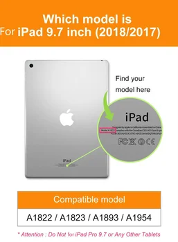 Etui til iPad 9.7 2018 A1893 A1954 Stødsikkert Anti-Ridse Slim Fit Tablet Case Cover for iPad 9.7 2017 A1822 A1823 Funda Tilfælde