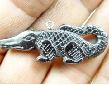 Naturlig Kvarts krystal Titanium Hæmatit hånd-Udskåret krokodille Perle vedhæng til gør det selv smykker at gøre halskæde Accessories3pcs