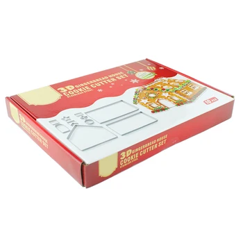 10stk 3D Christmas House Honningkager Cookie Rustfrit Stål Cutter Sæt Kiks Skimmel Kage Dekoration Nye Værktøjer
