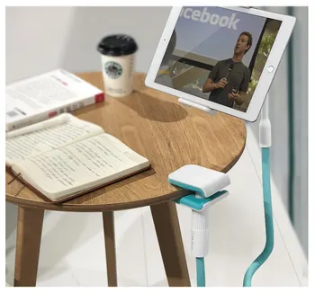 Bed Tablet Stå Svanehals Justerbar Fleksibel Læder Stærk Indehaveren Lange Arm Bed Table Mount holder til iPad Air Pro 4.7~10.5