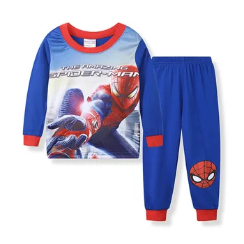 Børns Pyjamas Foråret langærmet T-Shirt+Bukser Sport Set Tegnefilm Spiderman Børne Nattøj Dreng Pige Baby Sveller Nattøj 2-7T