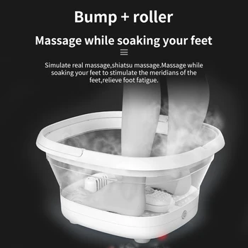 Foldbar fjernbetjening fodbad Massageapparat Med Bubble Infrarød Varme Mund Sættetid Rullende Hjul Massage Afslapning