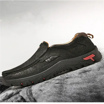 Mænds læder udendørs klatring sko store m rekreative sportssko til mænd ikke-skid slid-modstand gummi såler store # 44-50