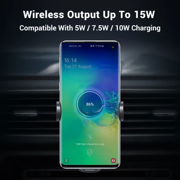 TOPK 15W Trådløs Bil Oplader for iPhone-11 Induktion Oplader, Hurtig Trådløs Oplader til Xiaomi Samsung S20 med Bil telefonholder
