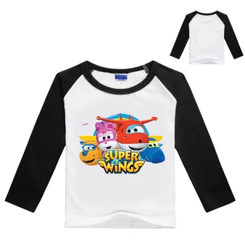 Nye Forår Drenge T-Shirts Tegneserie Super Vinger Bomuld Tegnefilm langærmet T-shirt Piger Roupas Infantis Menino Børn Kostume Toppe