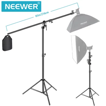 Neewer Foto Studio 2-i-1 Lys Stå 48.4-151.5 cm Justerbar Højde med 85-tommer Boom Arm og Sandbag, Aluminium Legering