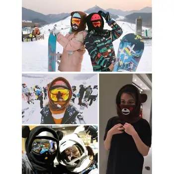 Hot Sød Skiløb Hovedbeklædning Cartoon Animal Mønster Full Face Udendørs Termisk Beskyttende Elefanthue Hood-Ski-Cykling Maske Hjelm