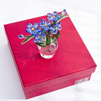 H&U-Glem-Mig-Ikke Crystal Flower Figur Home Office Tabel Bordkort Bryllup Christmas Dame Gave Glas Ornament Samleobjekter