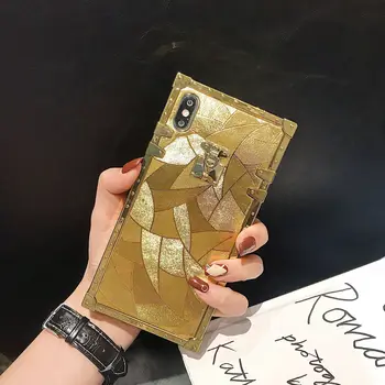 10stk Luksus guld farve mobiltelefon Case For iPhone-11 Pro Max antal XS-XR-X 8 7 6'ERE Plus tilfælde square beskyttelse bagcoveret dækker