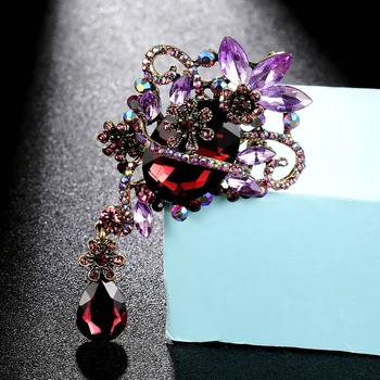 Zlxgirl mode Farverige Krystal-blomst-broche, smykker til bryllup kvinders Hijab Pins Gave Til Kvinder Børne Taske, Tøj, tilbehør