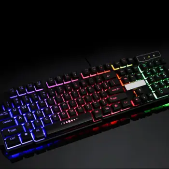 Hot Salg 104 Nøgler Farverige LED Mekanisk Tastatur LED Lyser Baggrundsbelyst USB-Kablet Stationær Gaming Tastatur